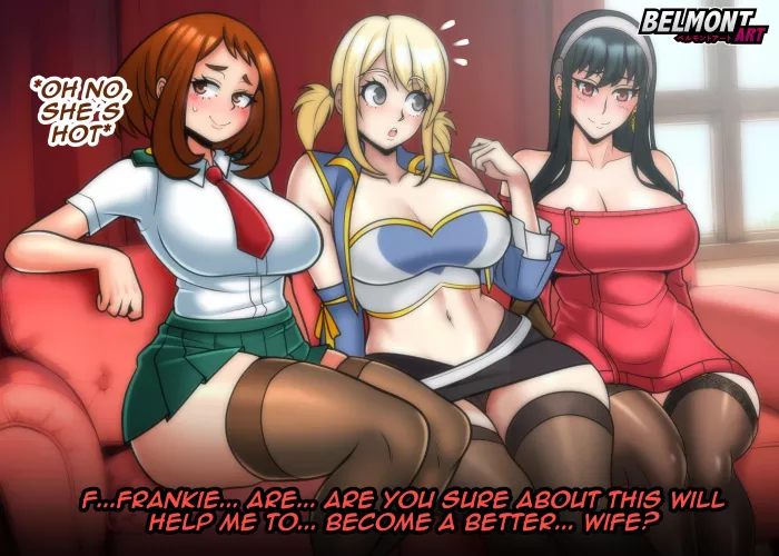 Lucy , Ochako, Yor (Belmont art)[my hero academia, Fairytail, spy x family]