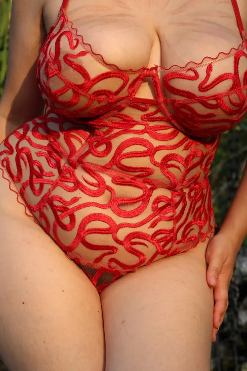 My favorite one-piece, covered in red snakes!