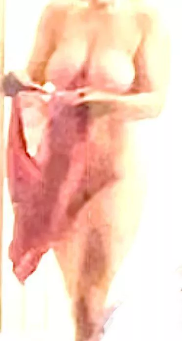 My wife walking out of the shower. 