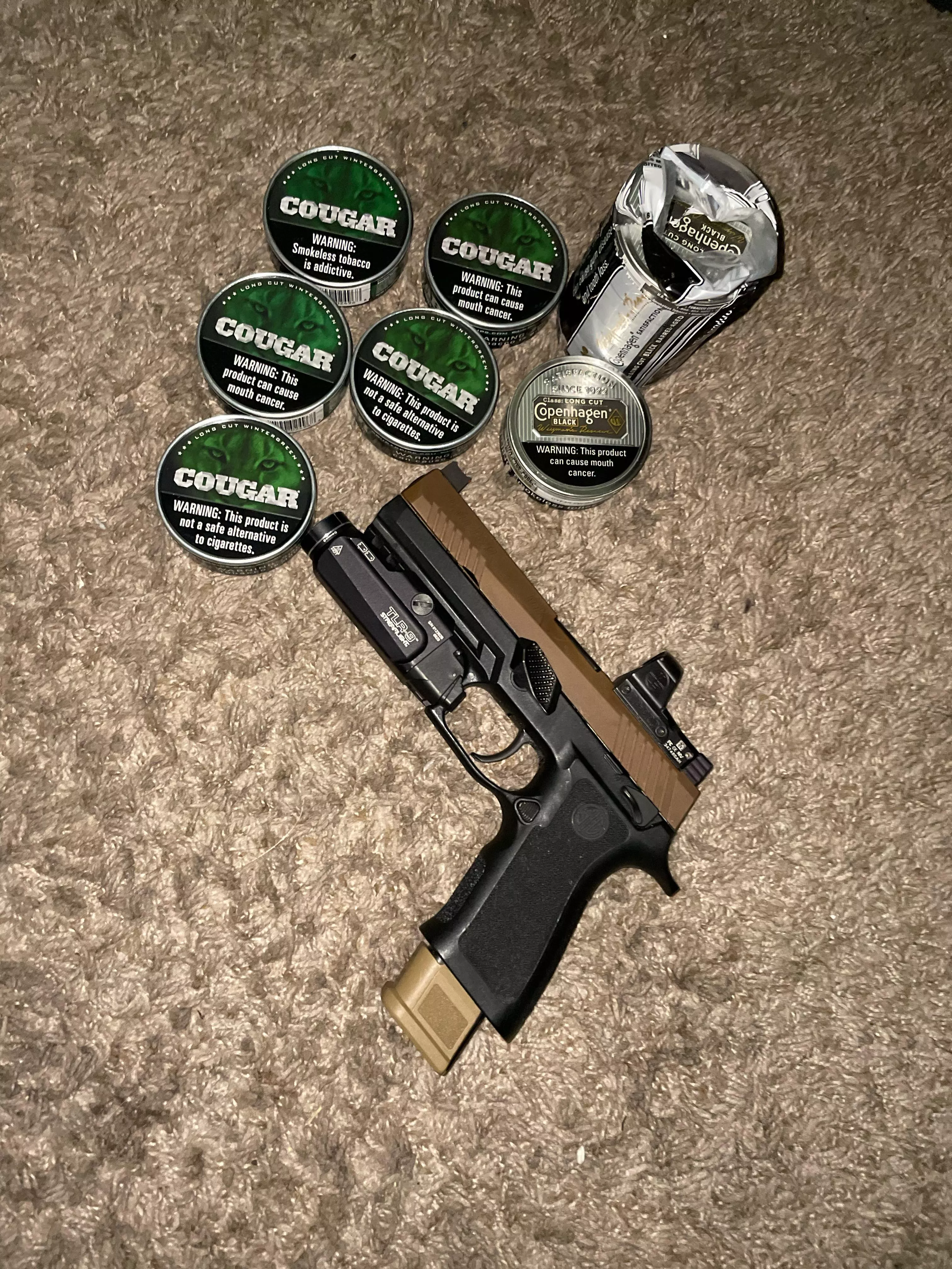 Picked this up today at work. $15 for the log of cougar and $38 for the log of copenhangen. Picture of my edc cause why not 😃 