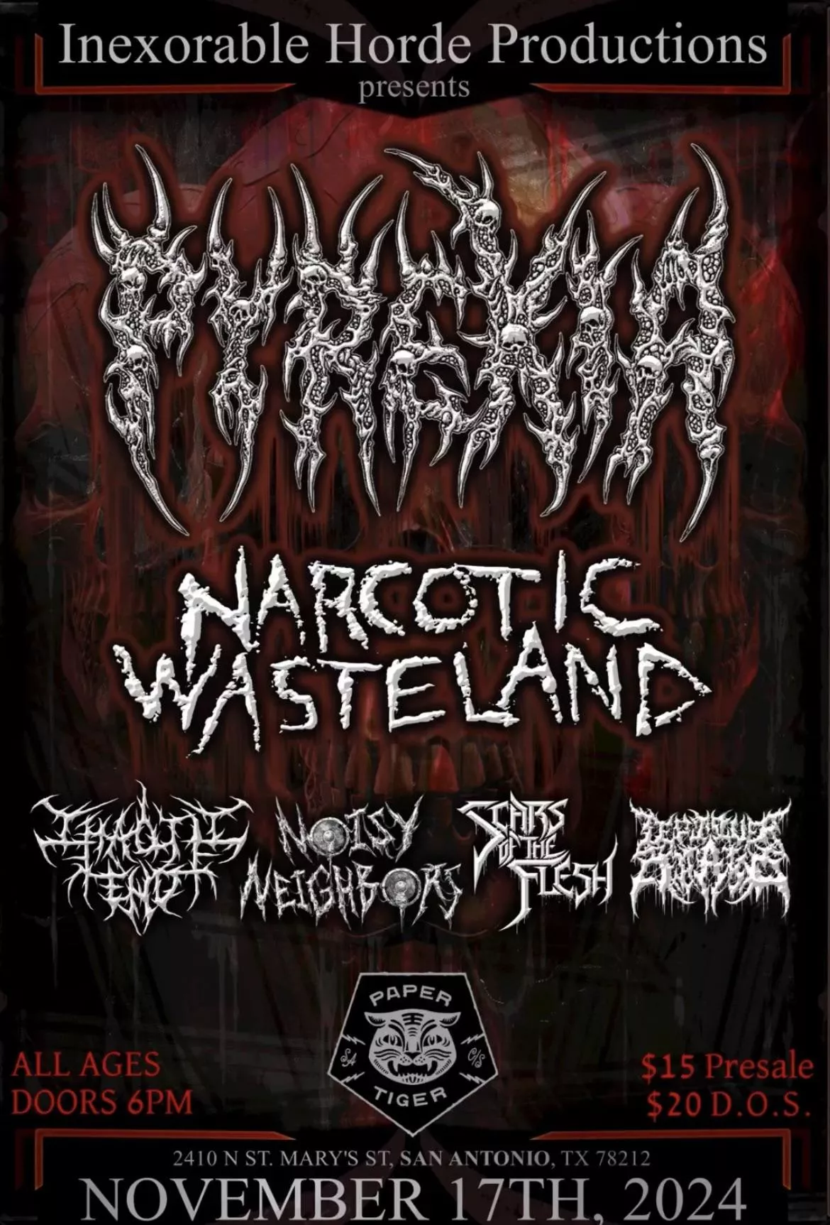 Pyrexia and Narcotic Wasteland coming to San Antonio, Texas