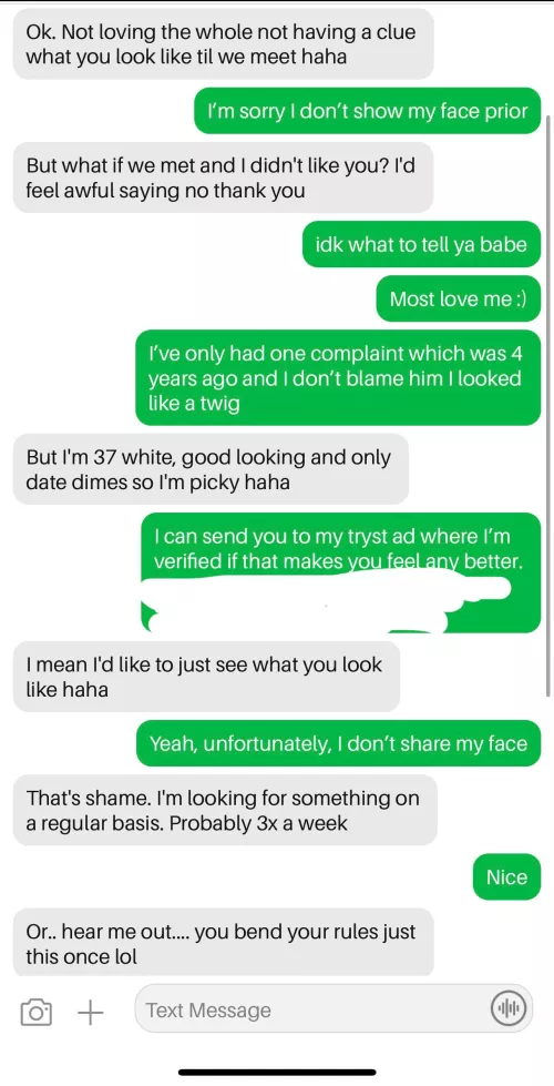 Show me your face, break your rules for me just this once 