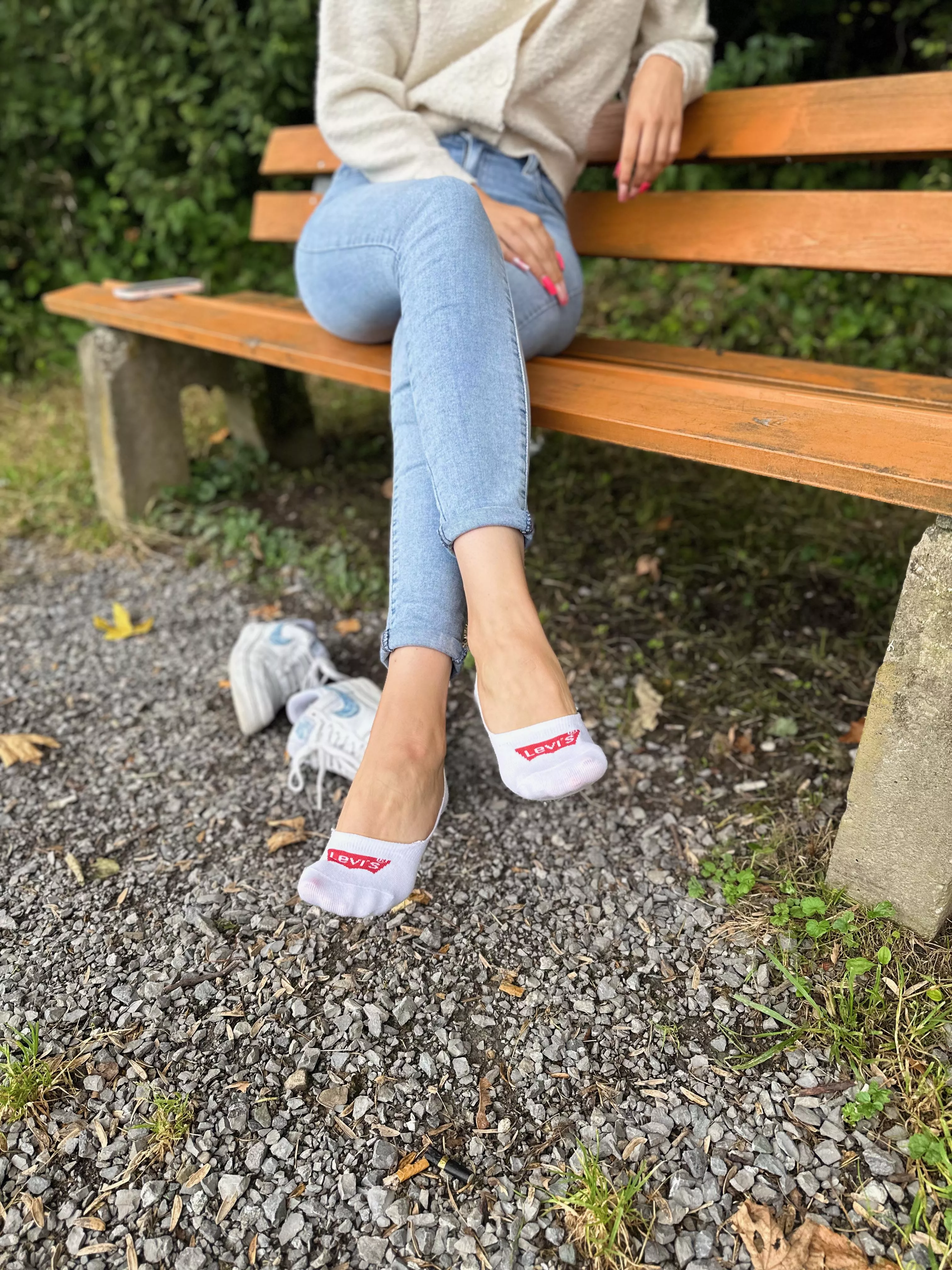 Showing my socks after a hike outdoors. Greetings from Germany