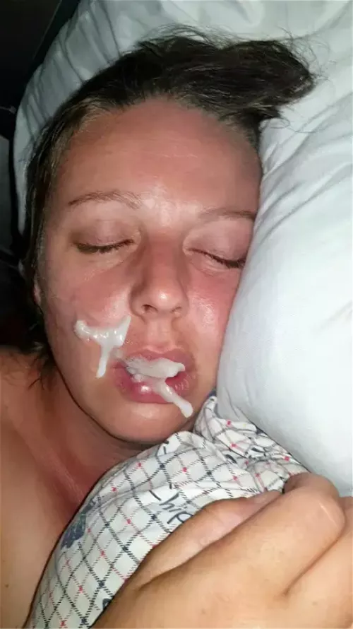 Sleeping cumshot face