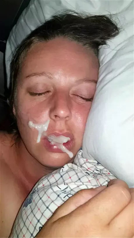 Sleeping cumshot face