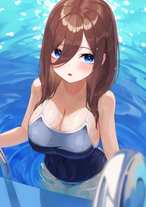 Swimsuit Miku in a pool
