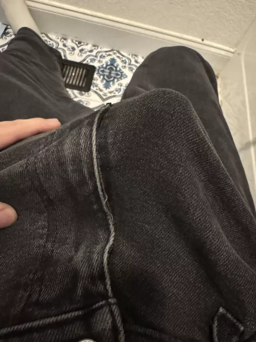 the feeling of denim against my dick is perfect