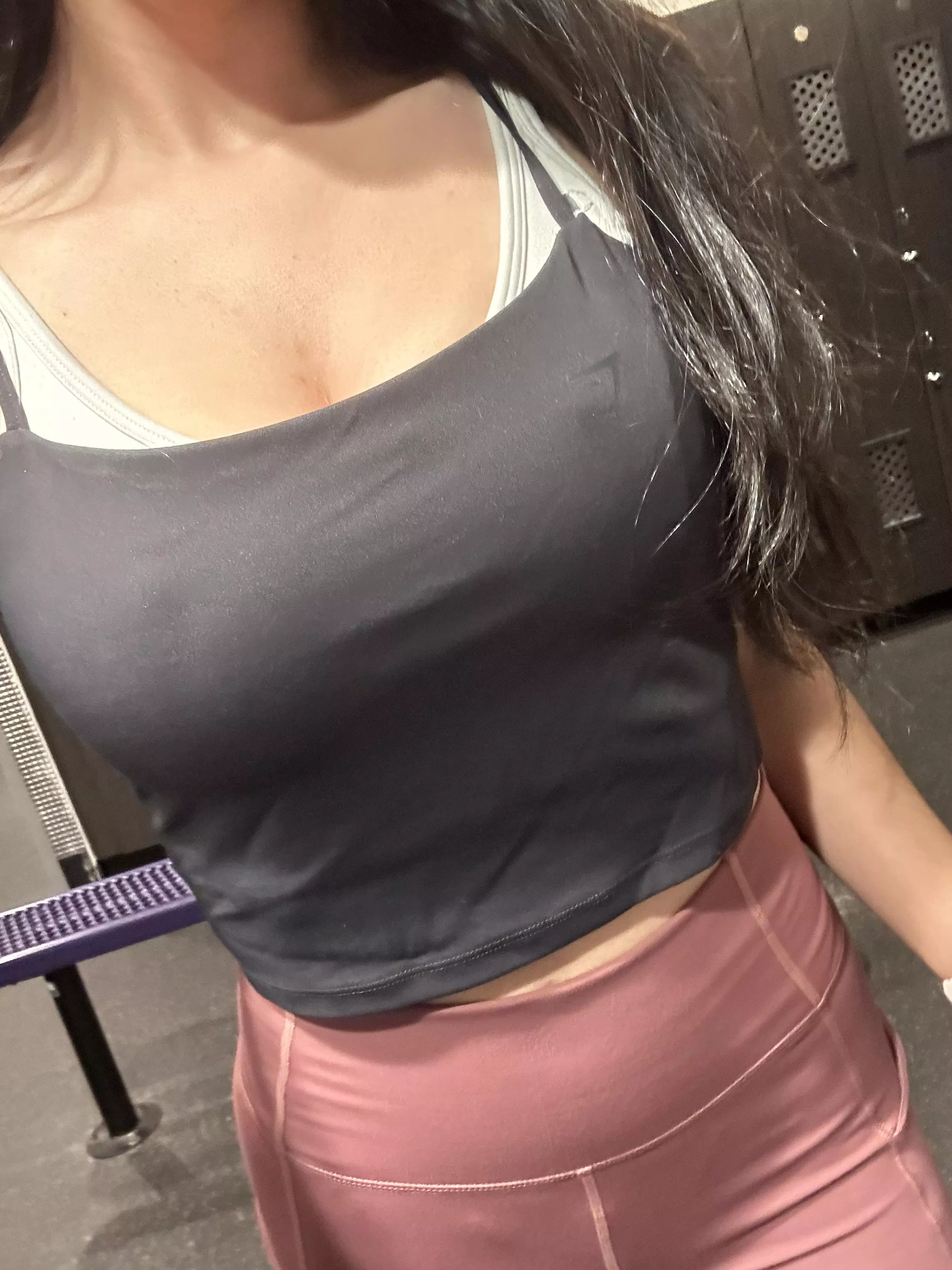 The girls get camera shy after a workout 