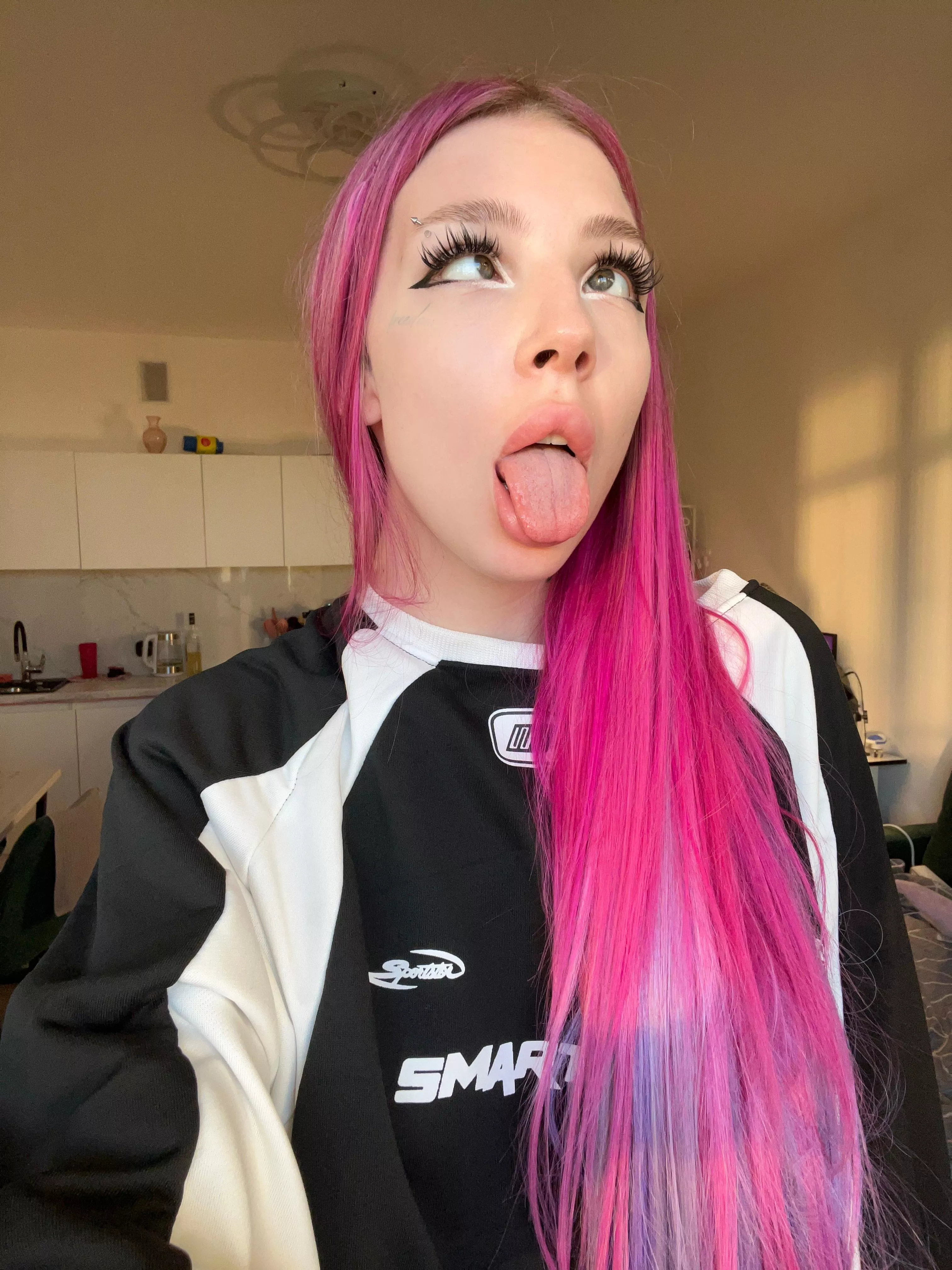 This tongue is for cum daddy, I ahegao girl waiting for it from you