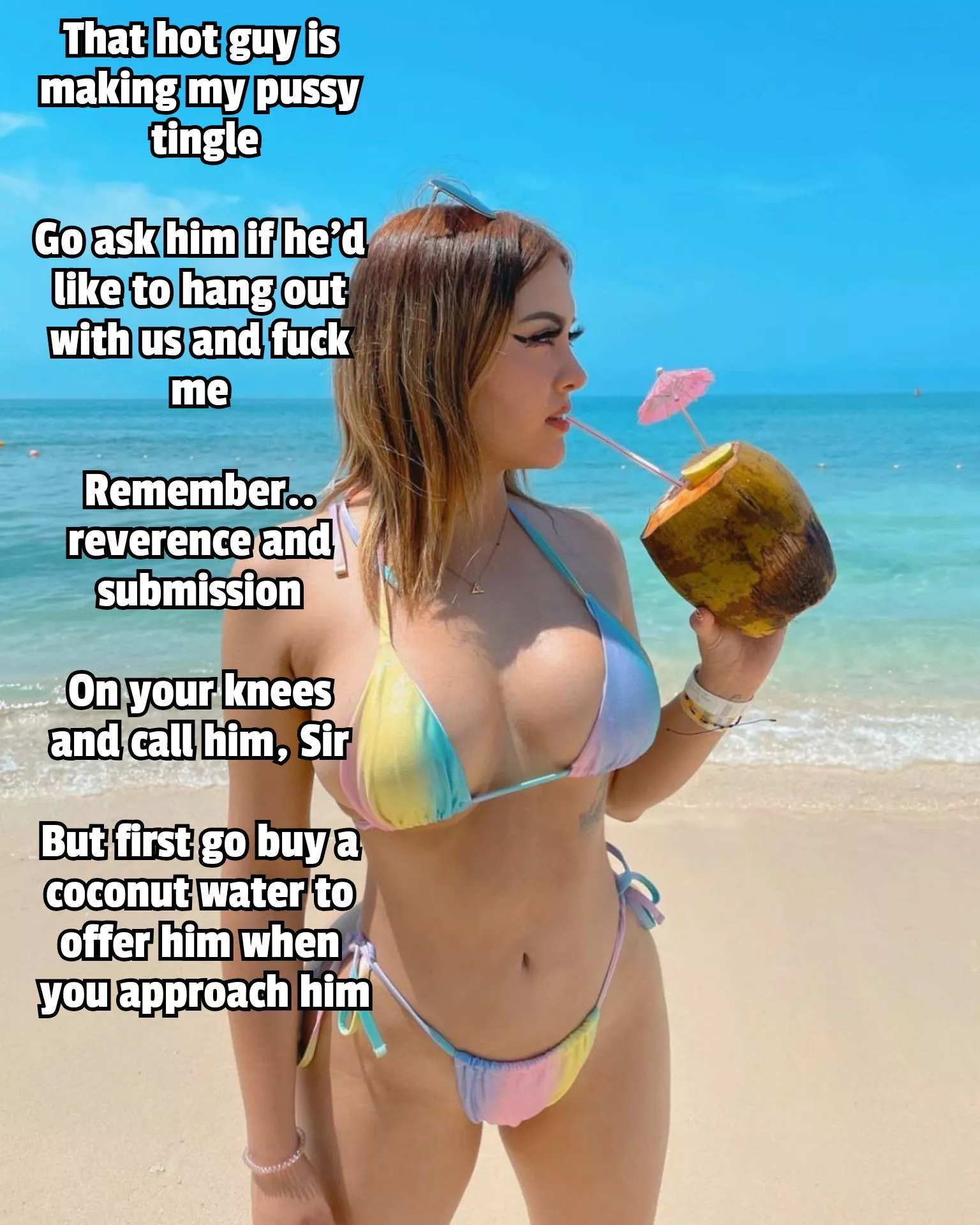 Your gf spots a hot guy she wants to fuck so she sends you to make introductions 