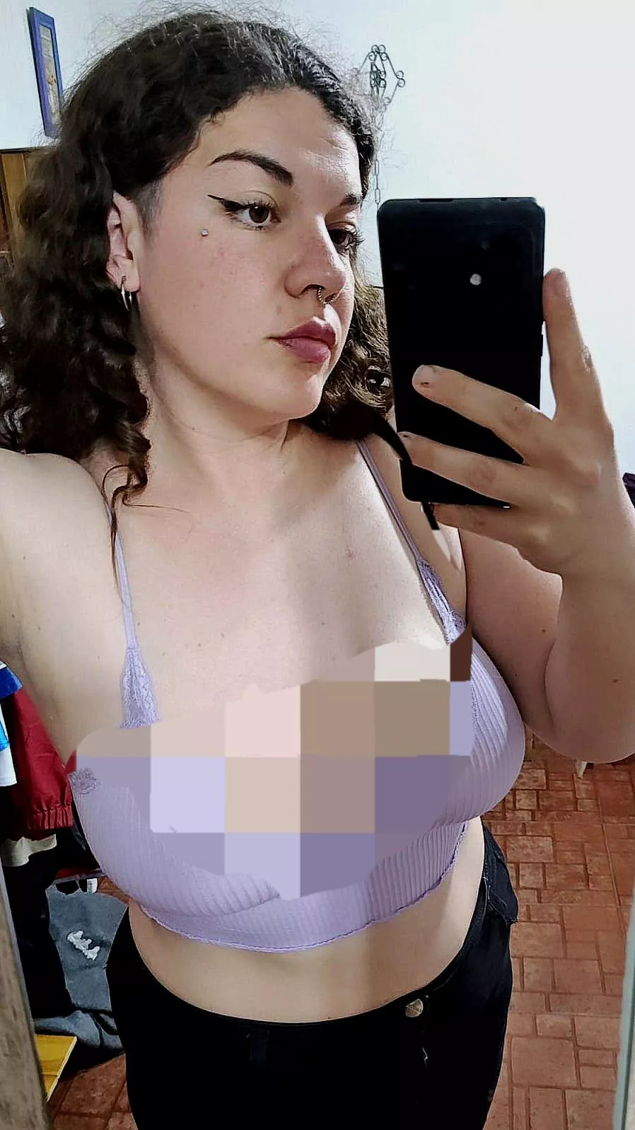 You're not allowed to see my beautiful cleavage. I want those balls to stay purple still...