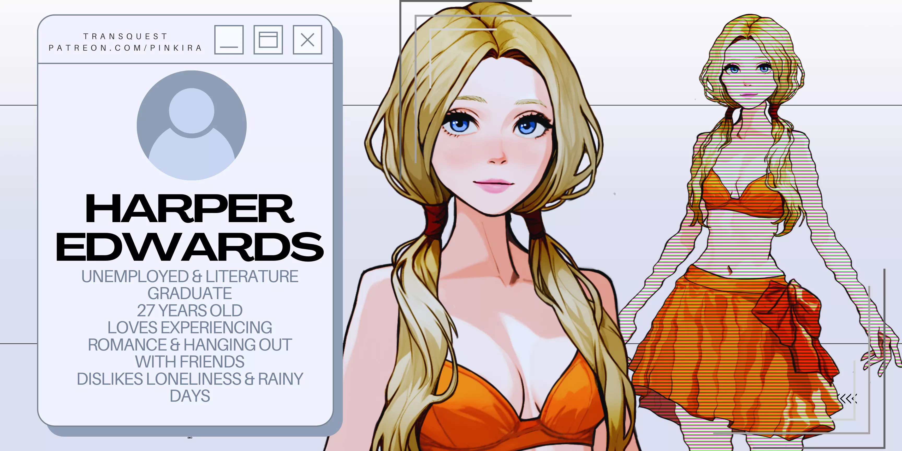 A character reveal for our transformation game with various transformations! What transformations do you want to see?| TransQuest Devlog 3
