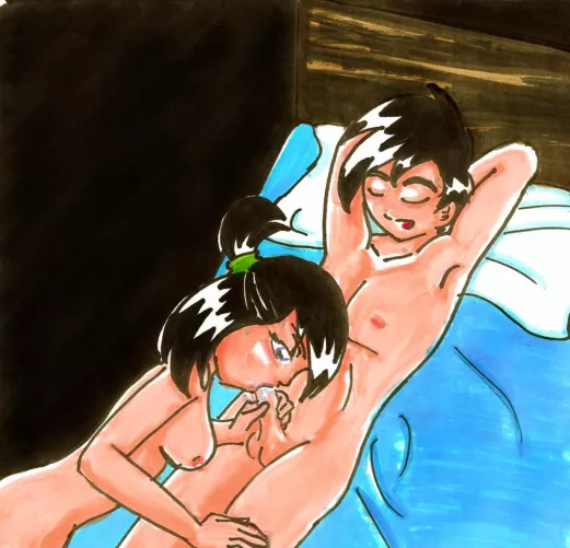 [Artist Unknown] (Danny Phantom) Sam Manson gives Danny a nude bj. All characters are adults
