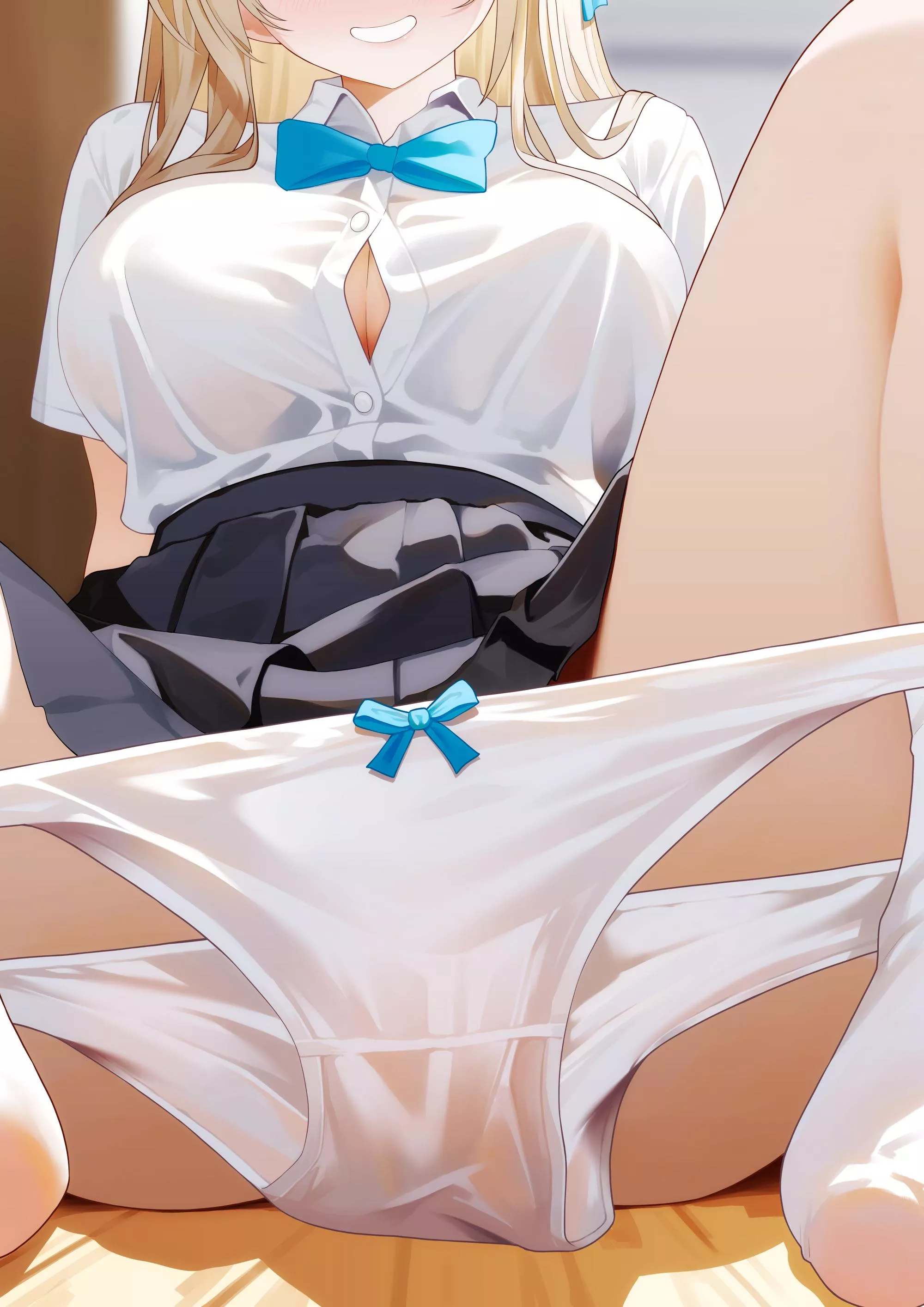 Asuna taking off her panties