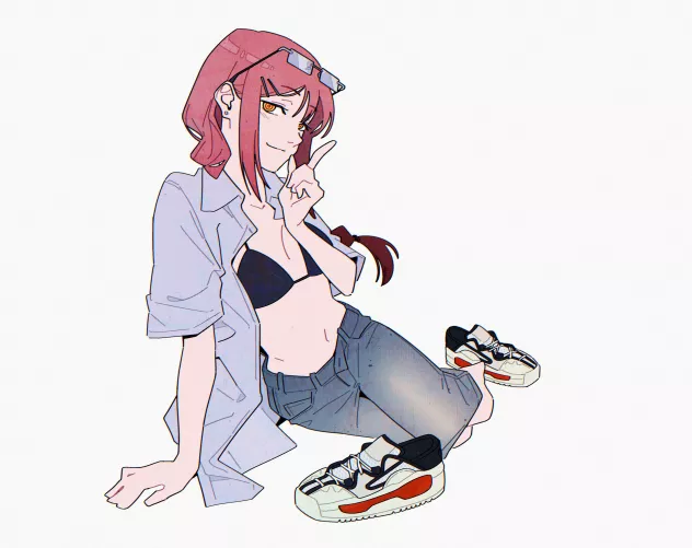 bikini top, jeans, and sneakers (hoshi oho)