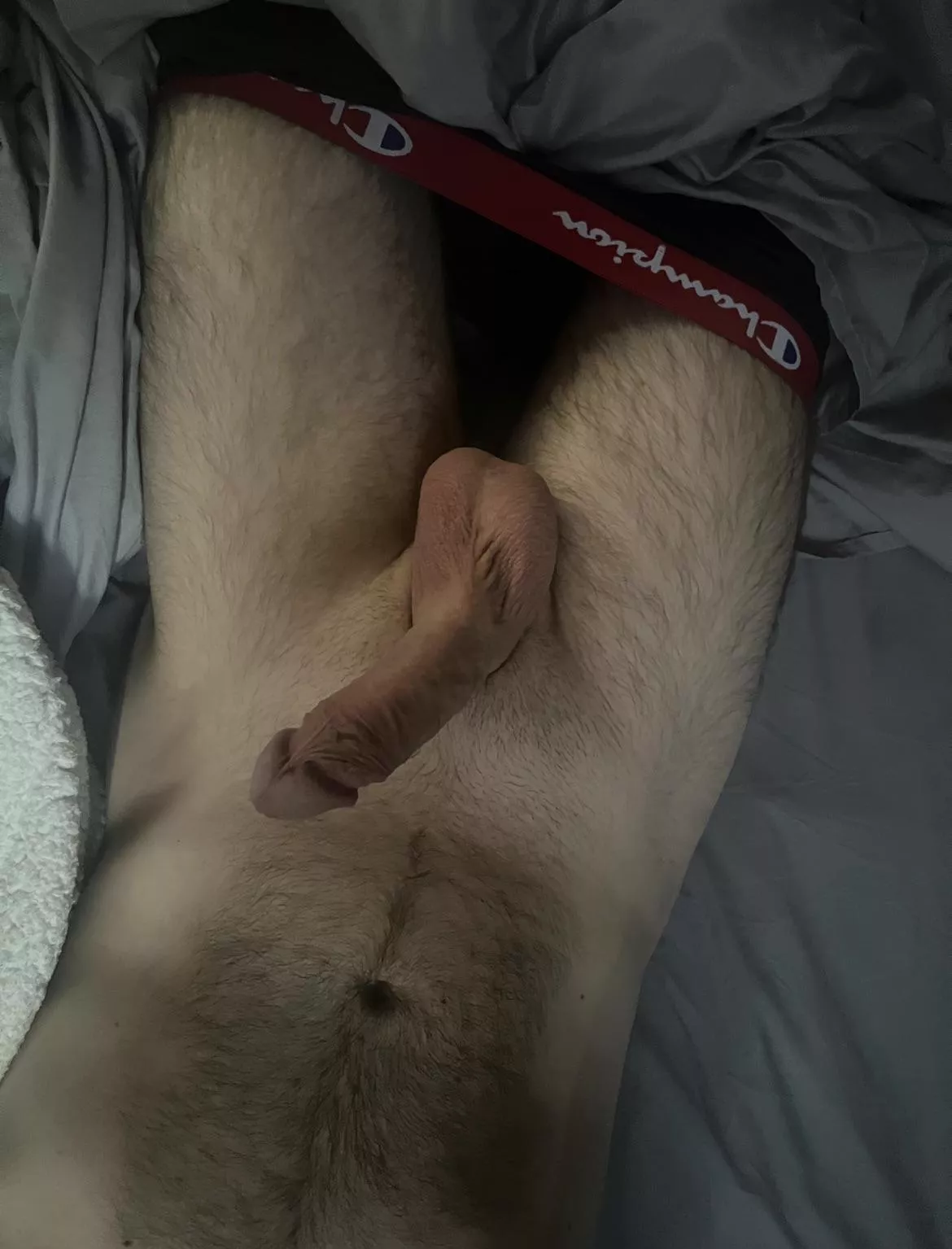 chest hair, leg hair… but the clock and balls are hairless 😏