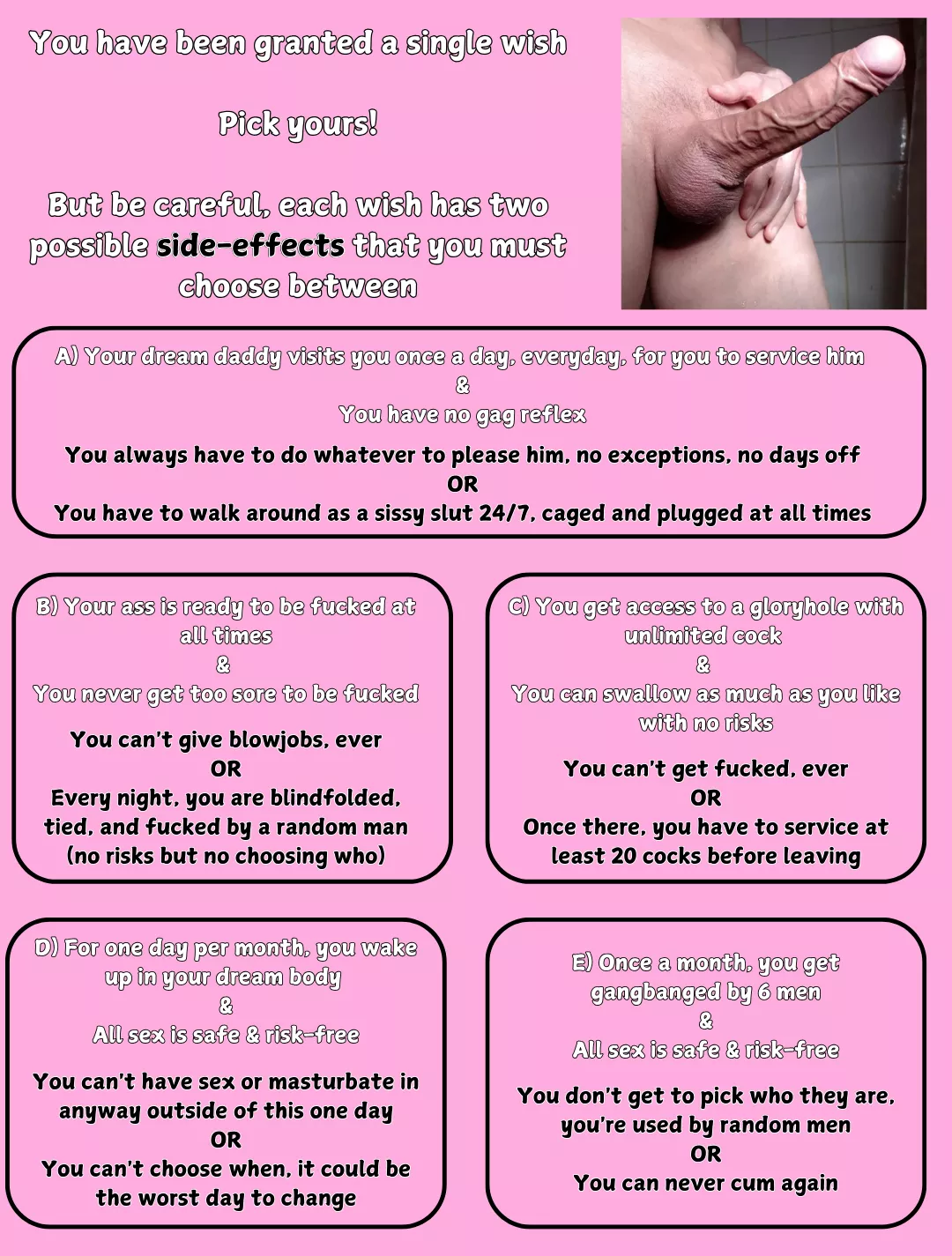 Choose a Sissy Wish and a Side-Effect!