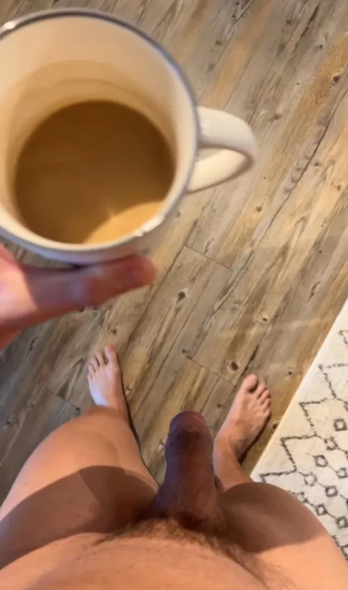 Coffee, cock and feet… which one you want first?!! 