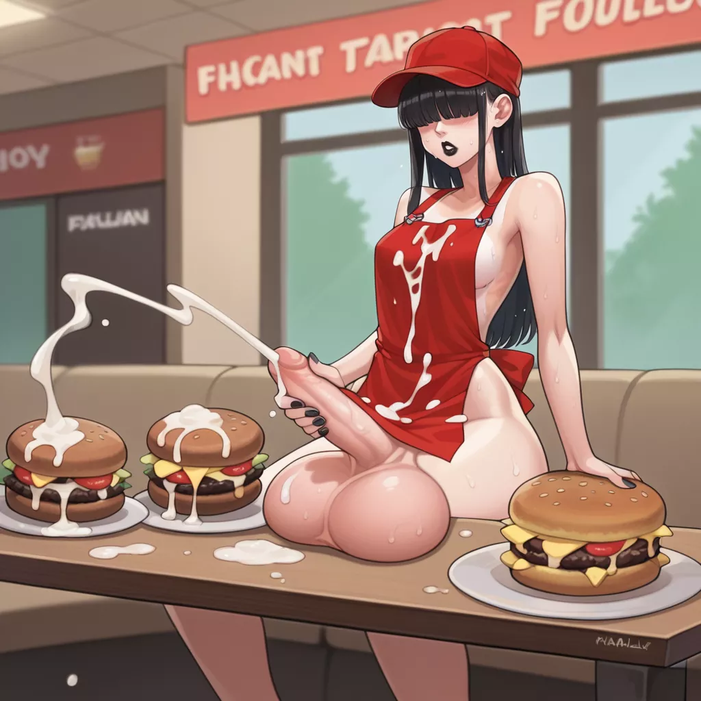 Cumshot hamburger food