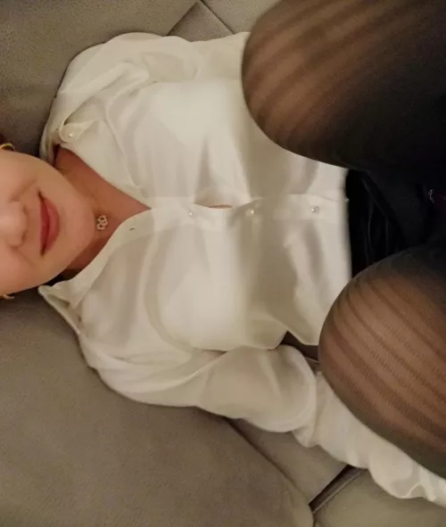 Feeling her firm tits through the silk