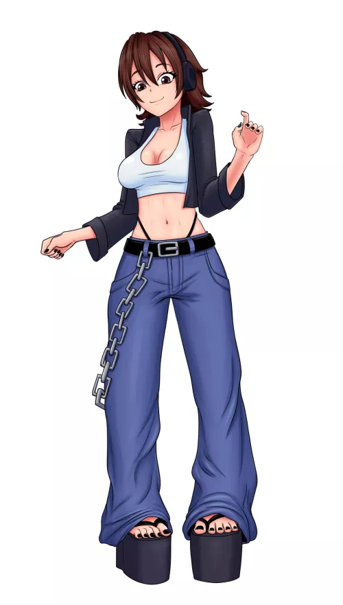 jeans and platform flip-flops (by LLyxao)