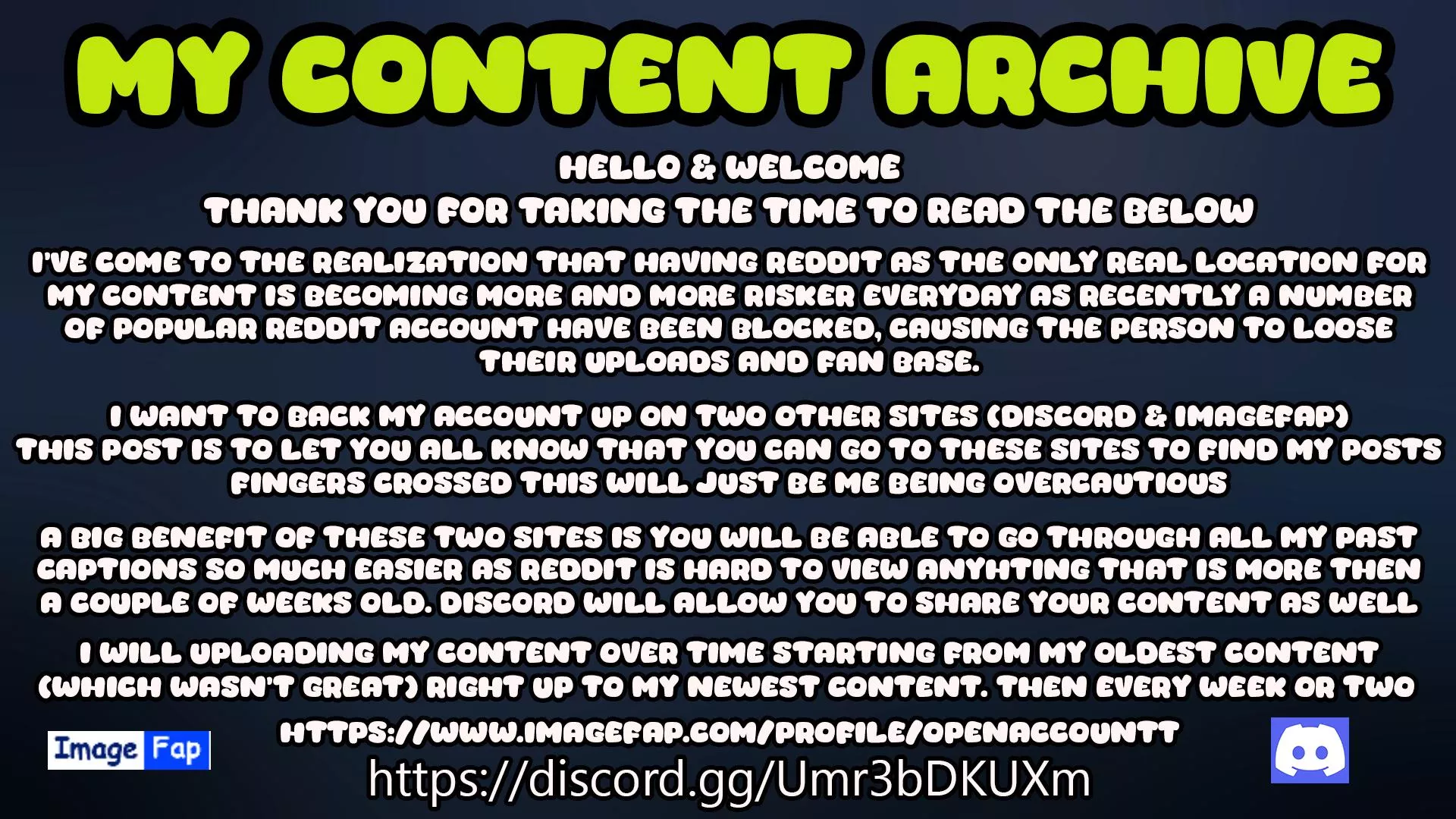 Major Changes To My Content & Uploads (Please Read)