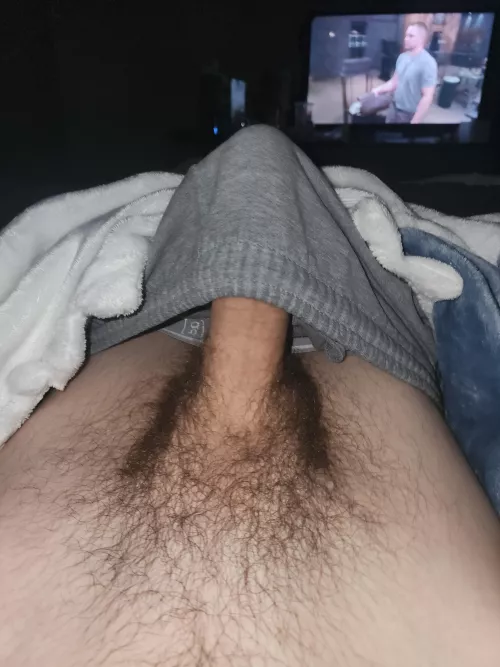 Musky cock ready to pop out