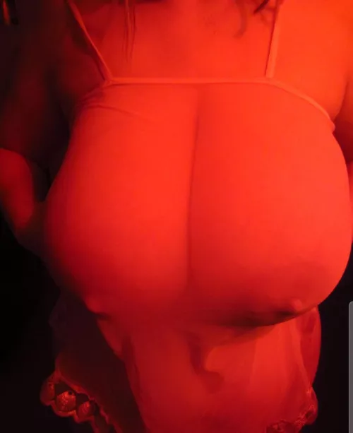 my night time huge tits with the red light on