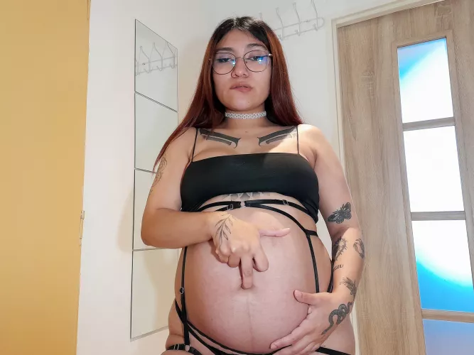 my pregnant belly, big, round, soft, is perfect