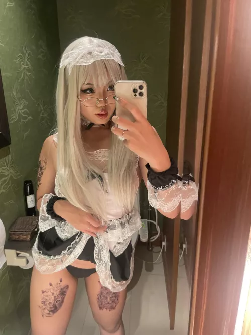 Natural maid ready for work