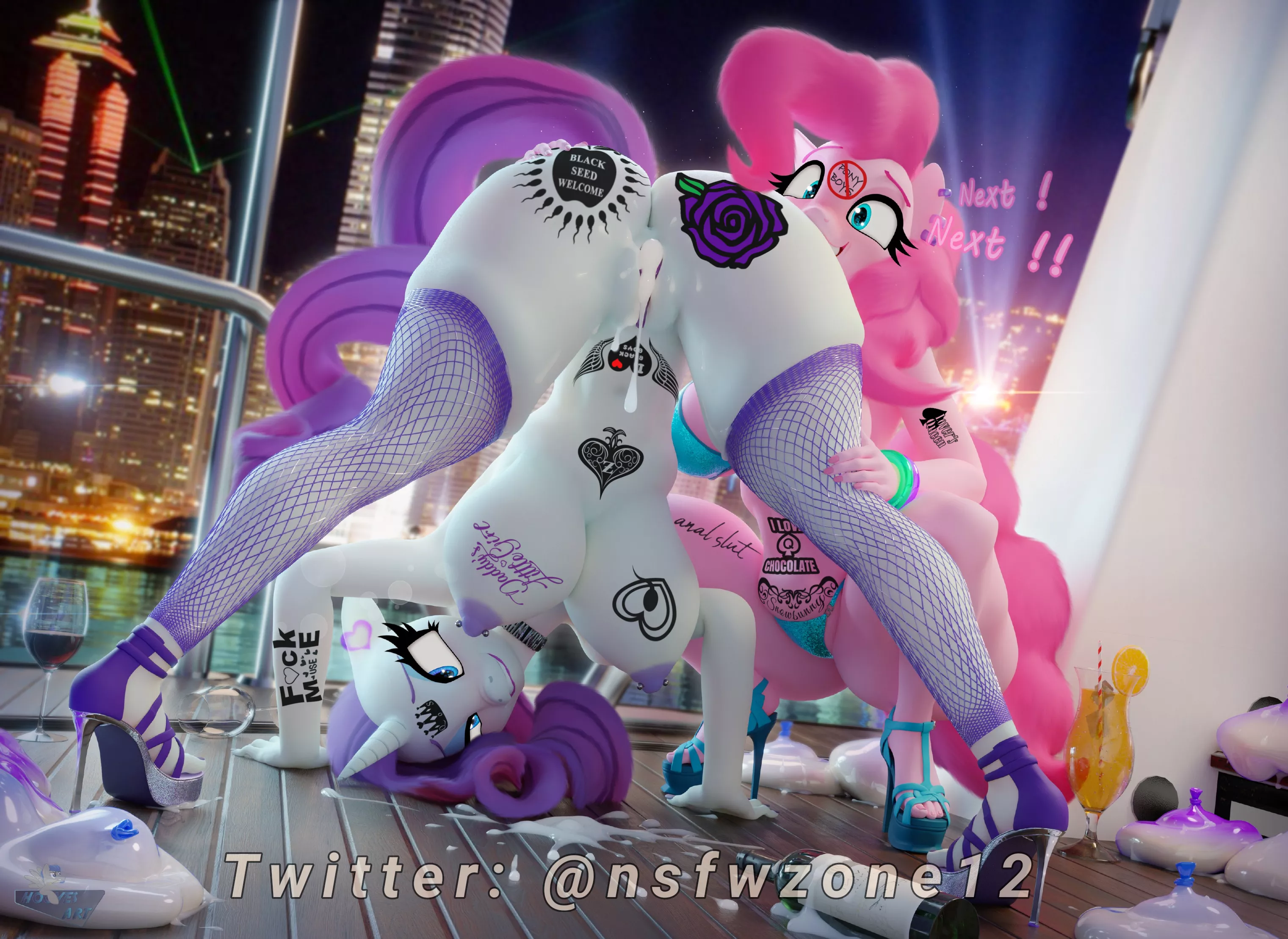 Rarity seems to have infected Pinkie with her taste for black men~ MLP blacked edit 