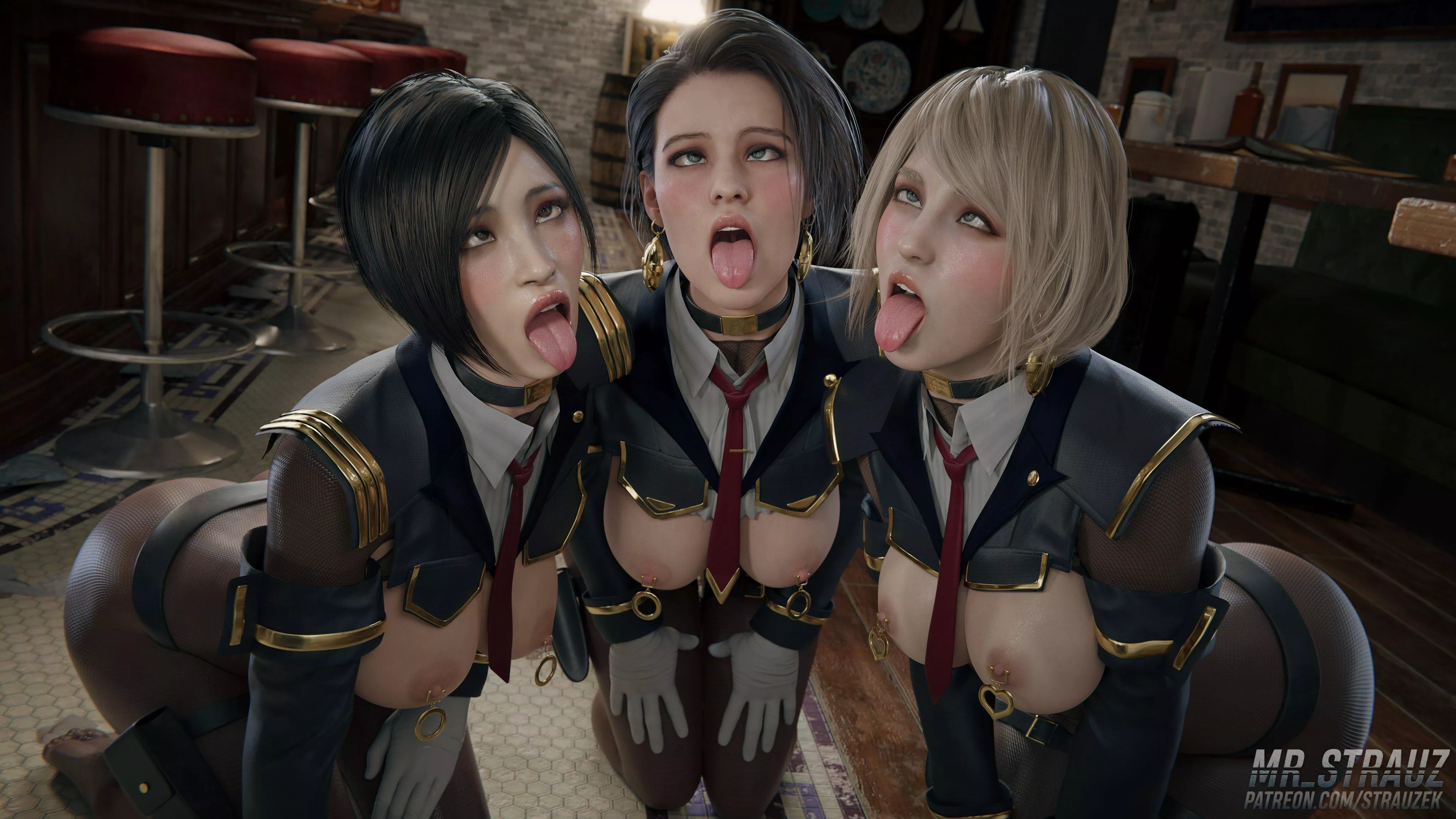 Sexual Desire Processing Officer Ada Wong, Jill Valentine, & Ashley Graham (strauzek)