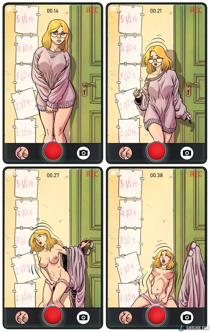 She's Definitely DTF... Literally! (shrinking, shrunken woman, half size, shrinking out of clothes, nudity, pleasure)