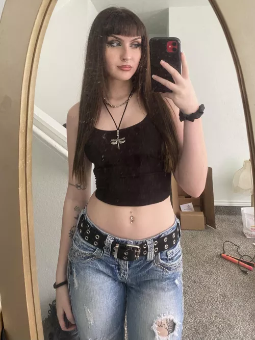 Showing off my belly piercing 