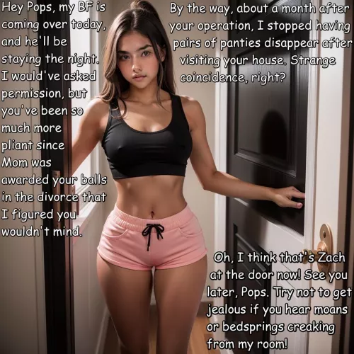 adult daughter teases eunuch