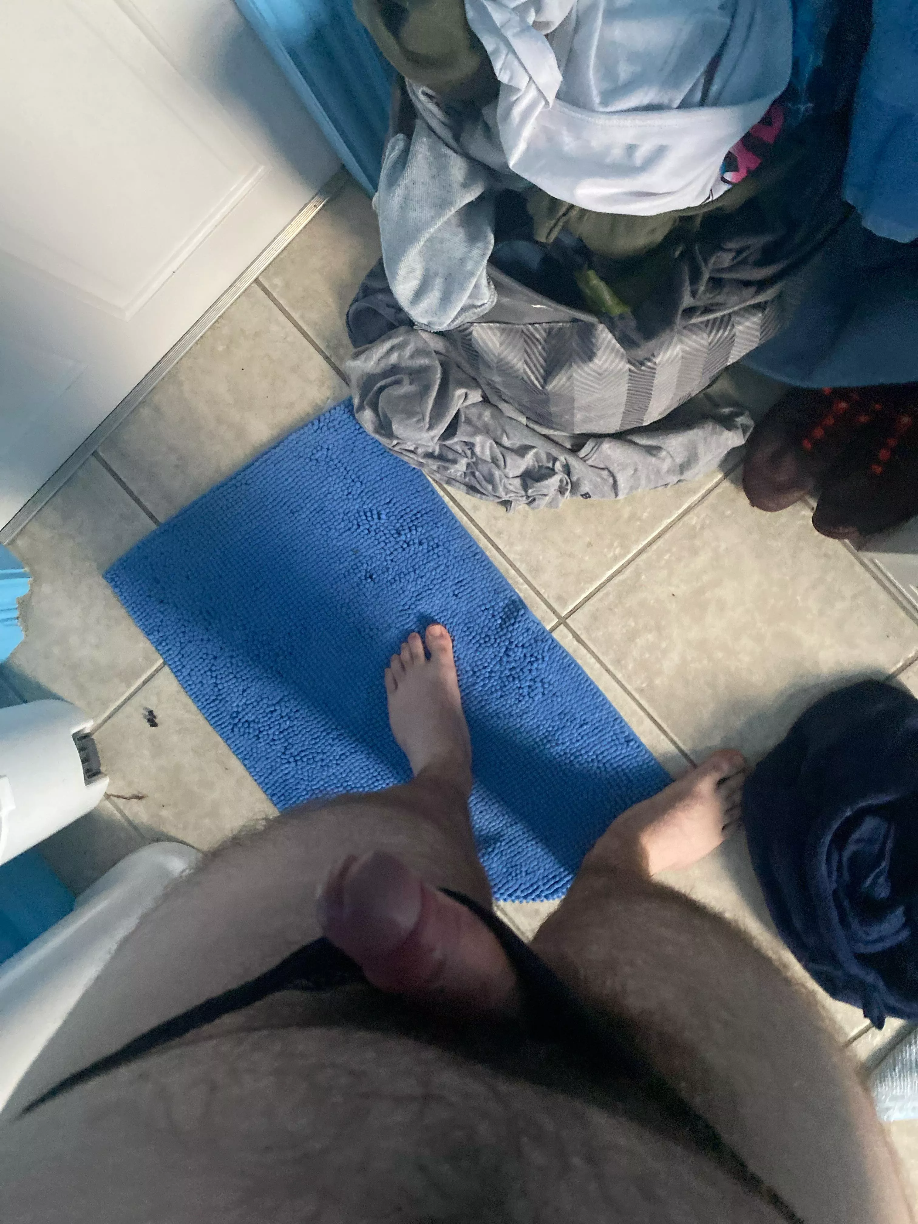 Black thong on today and bulge out of my panties when I put them on 