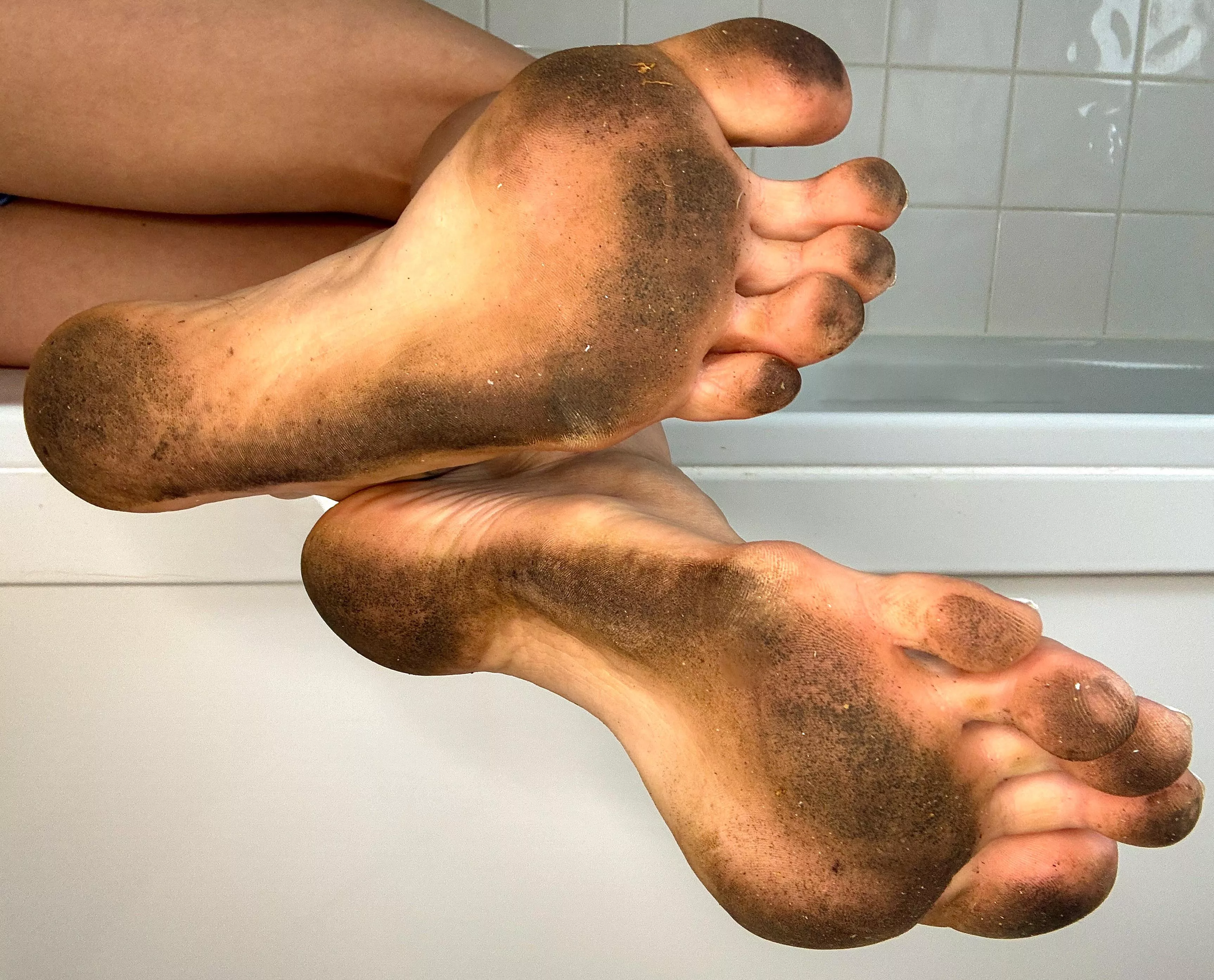 Blackened 😈 …now come worship my dirty filthy feets lovers 😘