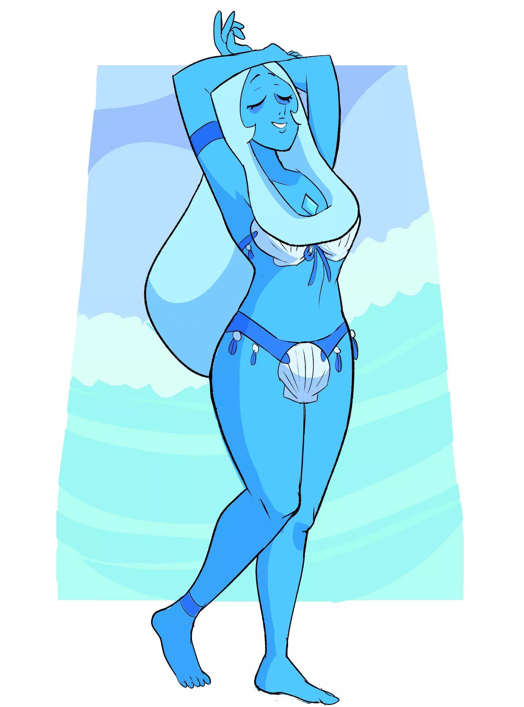 Blue diamond wearing some seashells (by darooart)