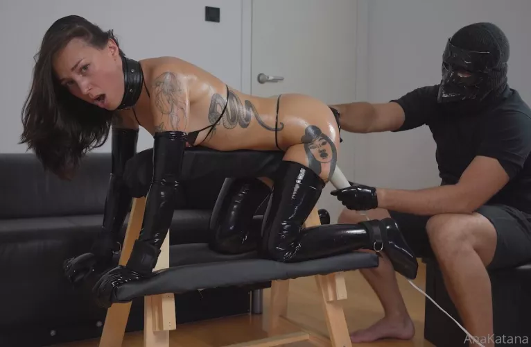 Collared and anal fingered!