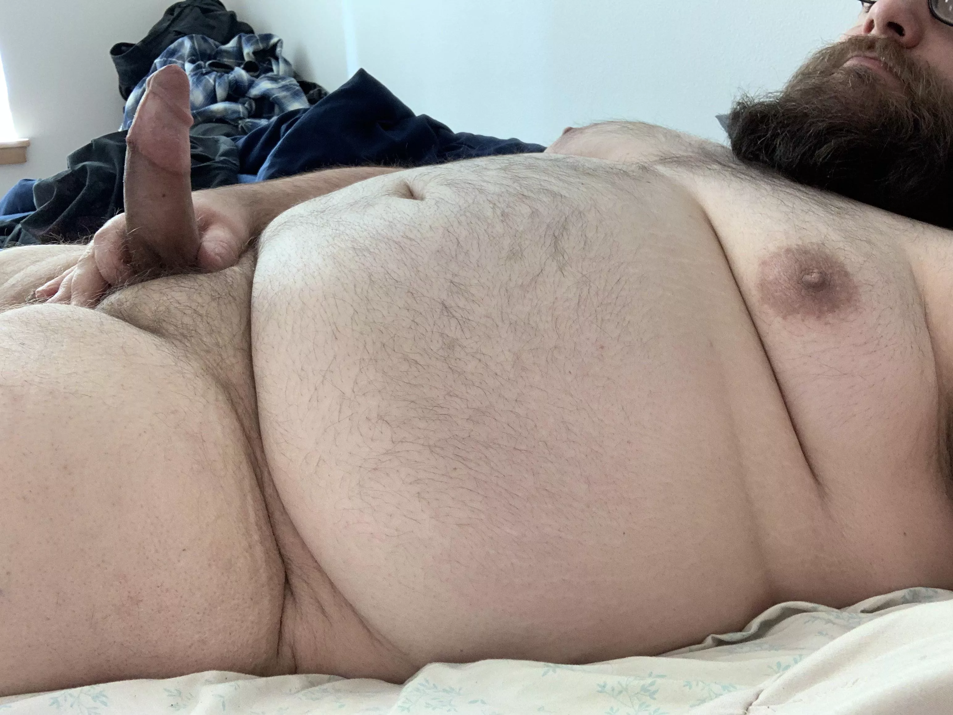 Come and lay on my hard cock and big belly 