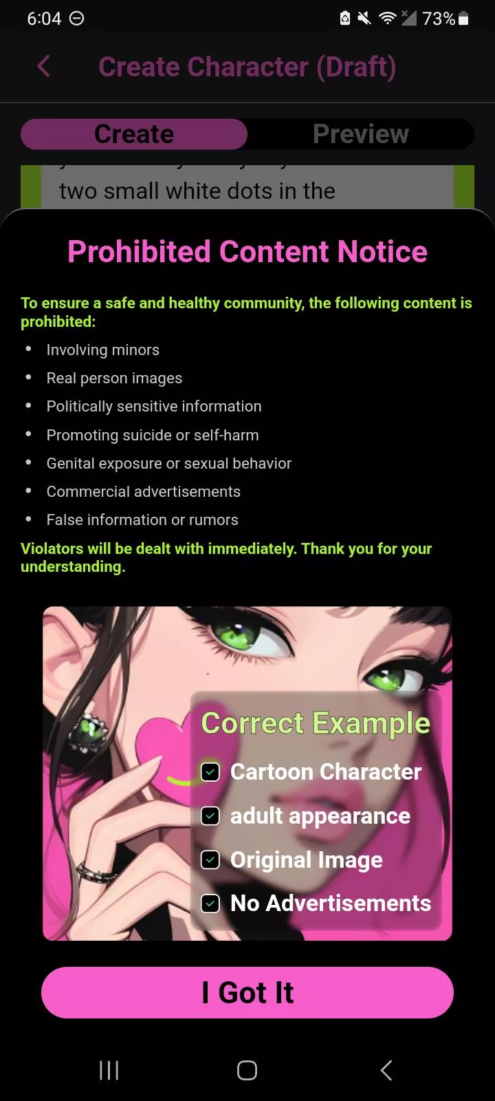 Doesn't even mention about underage bull shit :b really should look at the home page and tell me why make people make the most cringy shit ever involving minors and shit :b??