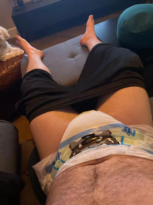 First time sucking while diapered