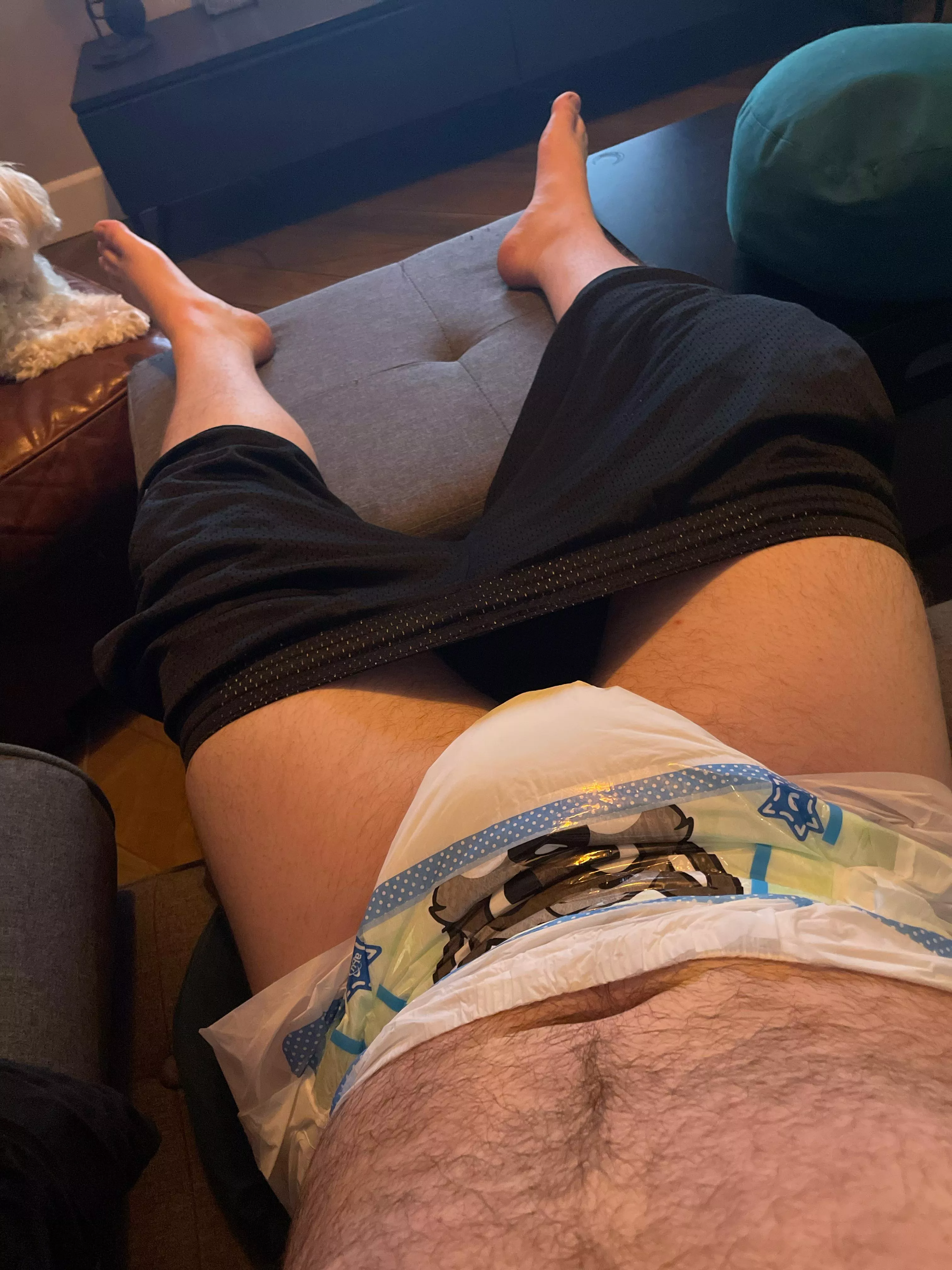 First time sucking while diapered