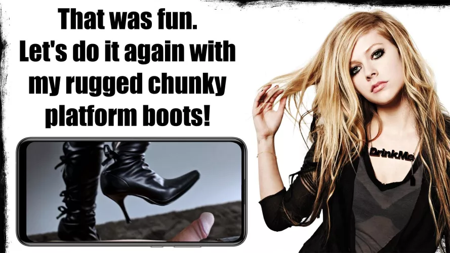 I'd be so happy to feel Avril's chunky platform boots on my cock!
