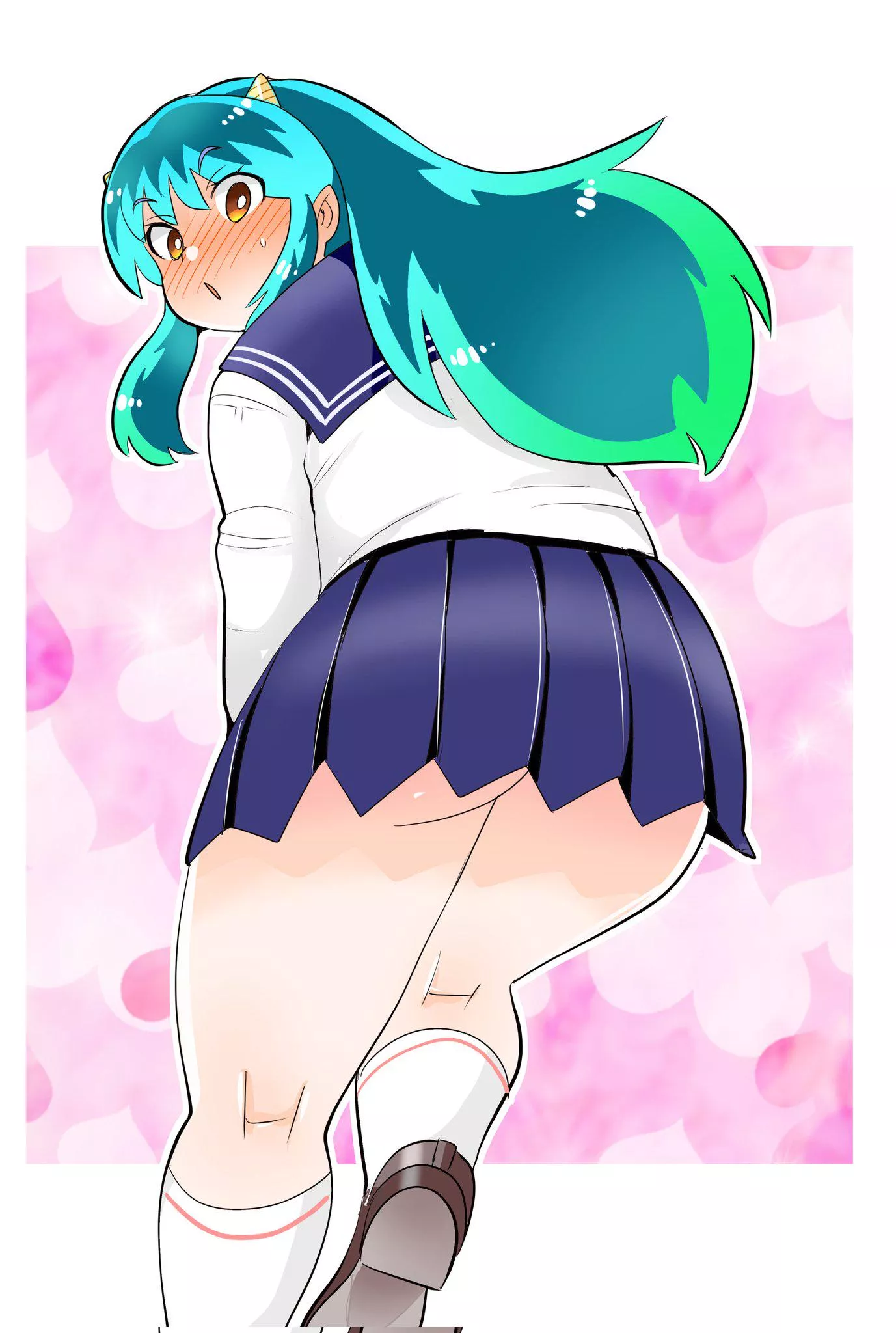 Peaking up Lum's skirt [Urusei Yatsura]