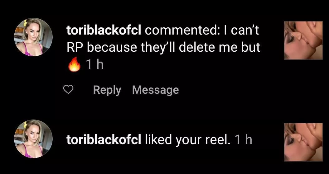 Throwback to when Tori Black replied to an edit of her scene with Sunny Leone