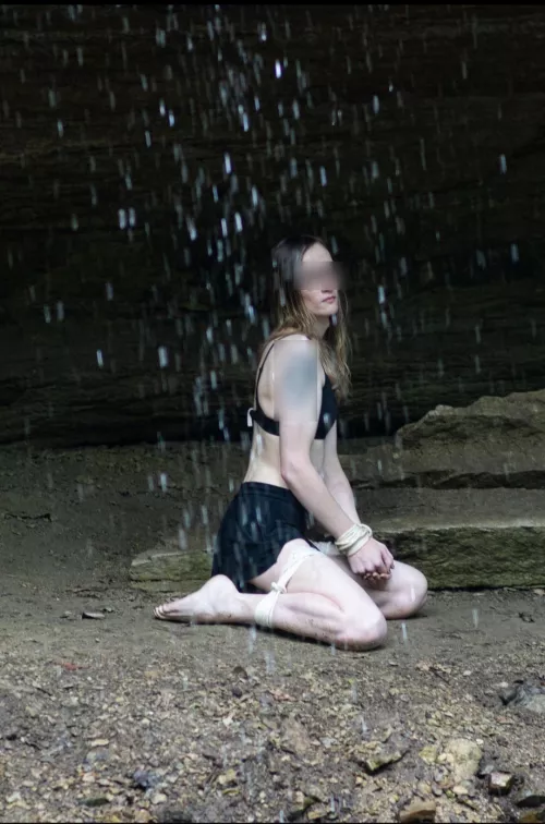 Tied up behind the waterfall