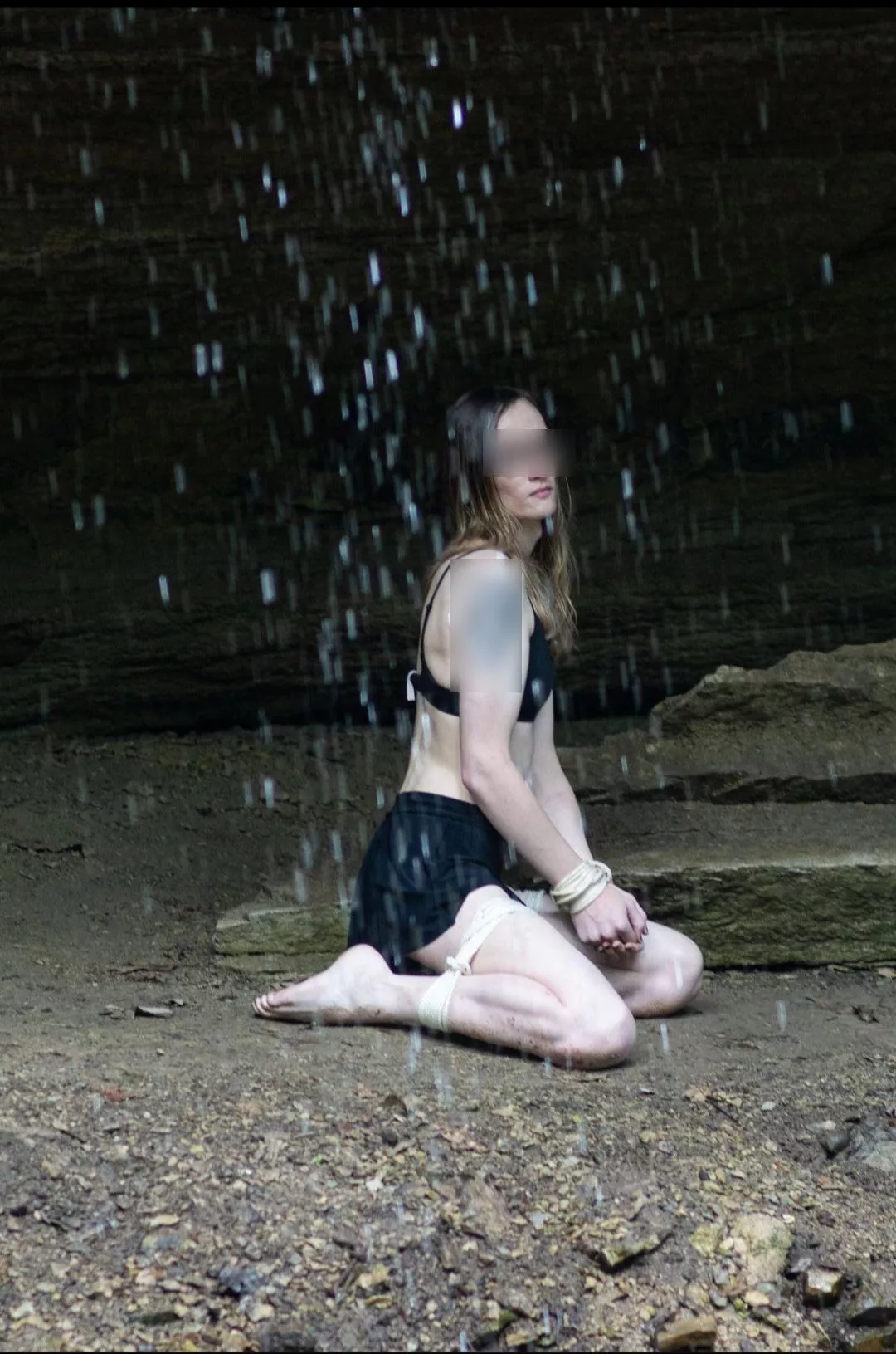 Tied up behind the waterfall