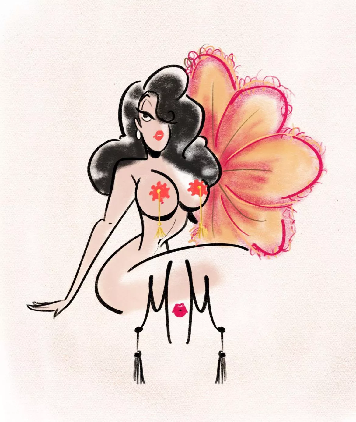 A burlesque dancer done digitally by me 