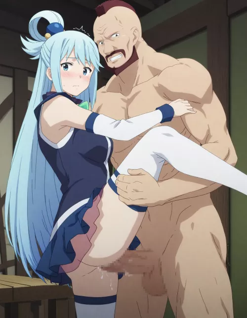 Aqua having segs with that guy of the guild, No Panties = Easy Access